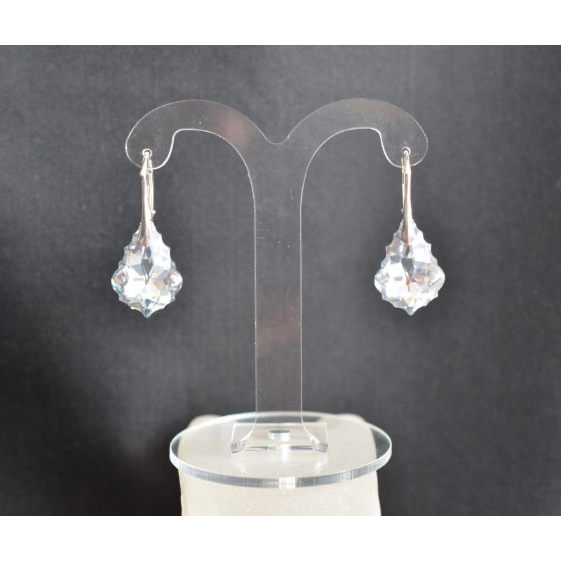 Crystal earrings, 925 silver, baroque drops, light comet silver crystal