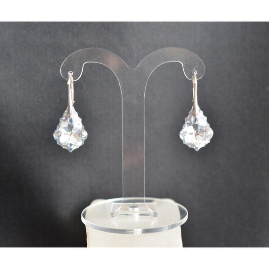 Crystal earrings, 925 silver, baroque drops, light comet silver crystal