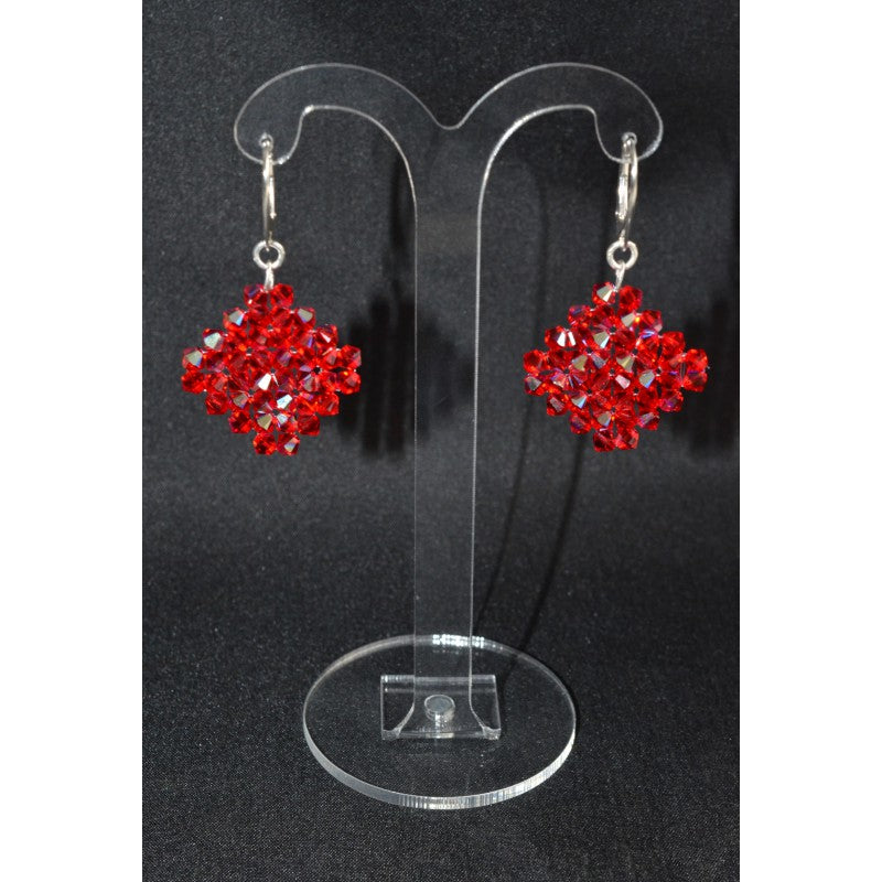Boucles d'oreilles cristal, argent 925, losange, light siam ab