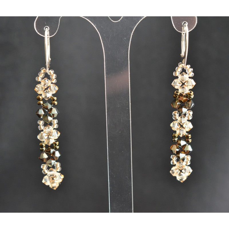 Crystal earrings, 925 silver sleepers, golden shadow, bronze 2x