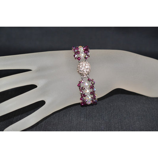 Crystal bracelet, ab2x crystal, fuschia electra