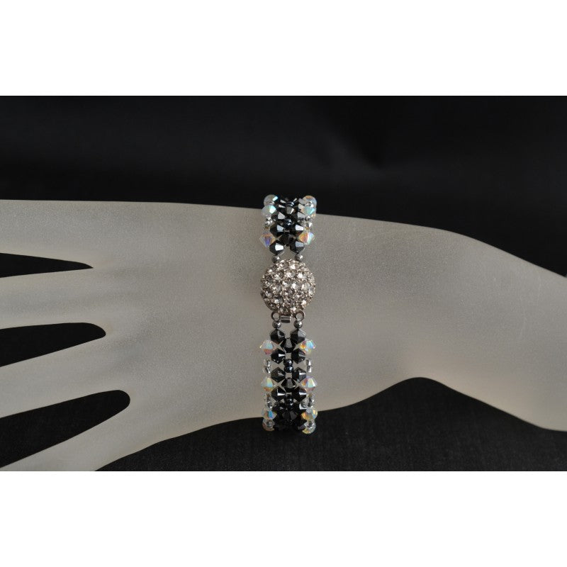 Bracelet cristal, cristal ab2x, hématite 2x