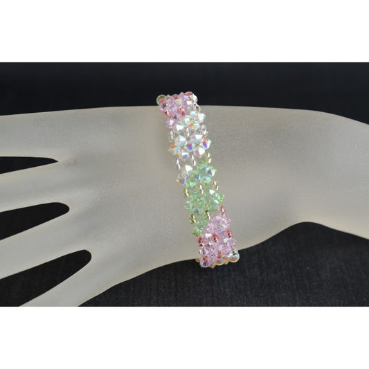 Bracelet cristal, cristal ab2x, péridote ab, rosaline