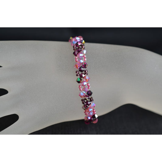 Crystal bracelet, fuchsia electra, pink ab2x