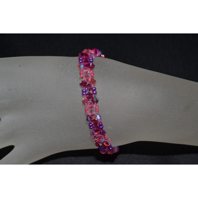 Bracelet cristal, fuschia ab, rose ab2x