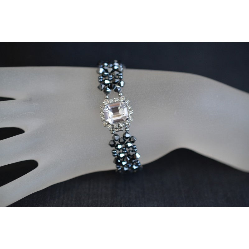 Crystal bracelet, hematite 2x