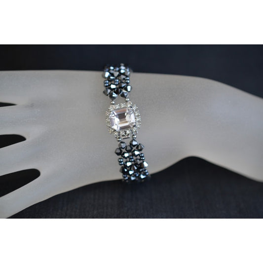 Bracelet cristal, hématite 2x