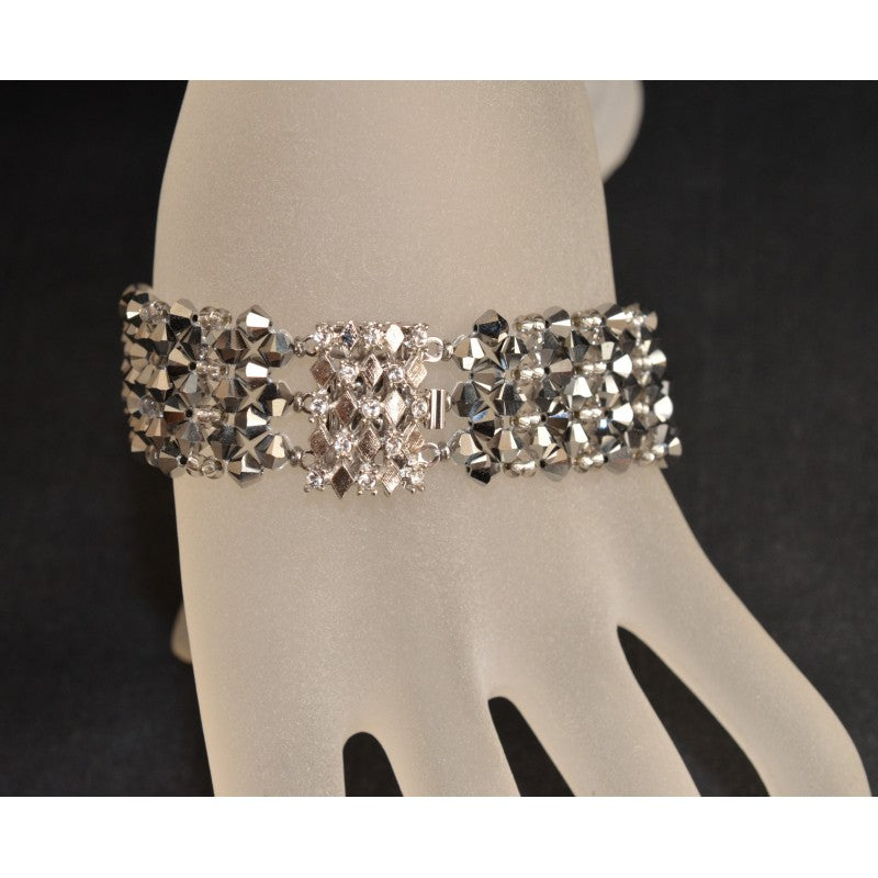 Crystal bracelet, light chrome 2x, rhinestone clasp