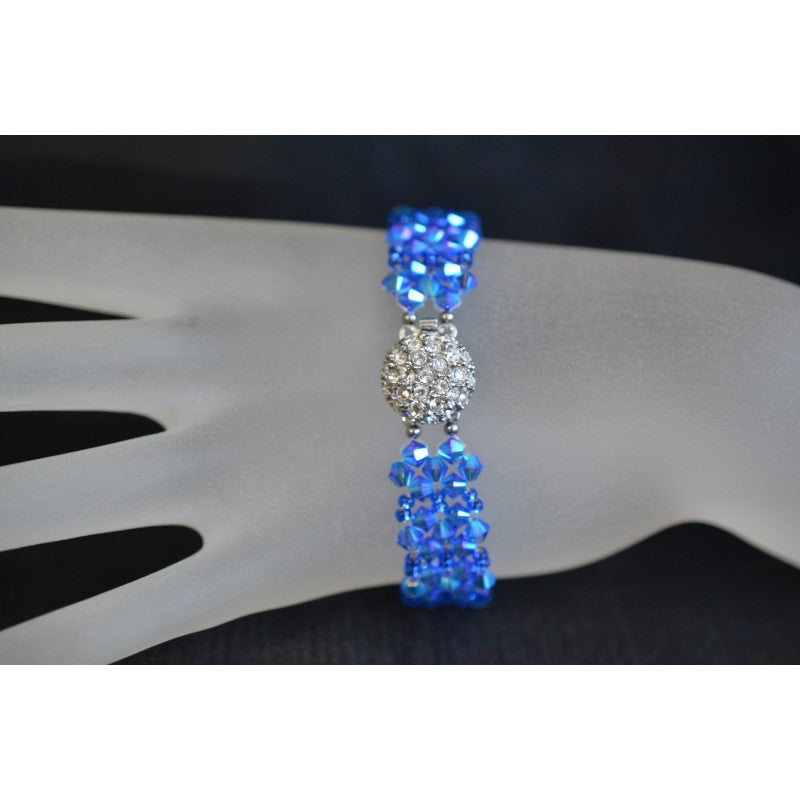 Crystal bracelet, cuff, fashion accessory, ab2x sapphire, woman