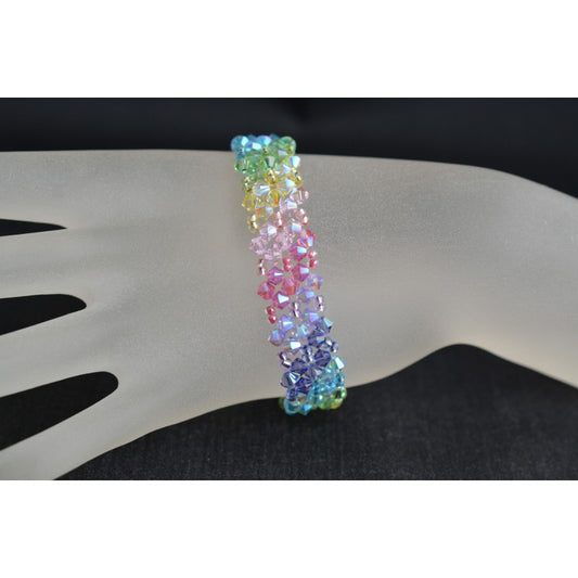 Bracelet cristal, manchette, arc-en-ciel