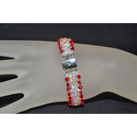 Bracelet cristal, manchette, cristal ab2x, light siam ab