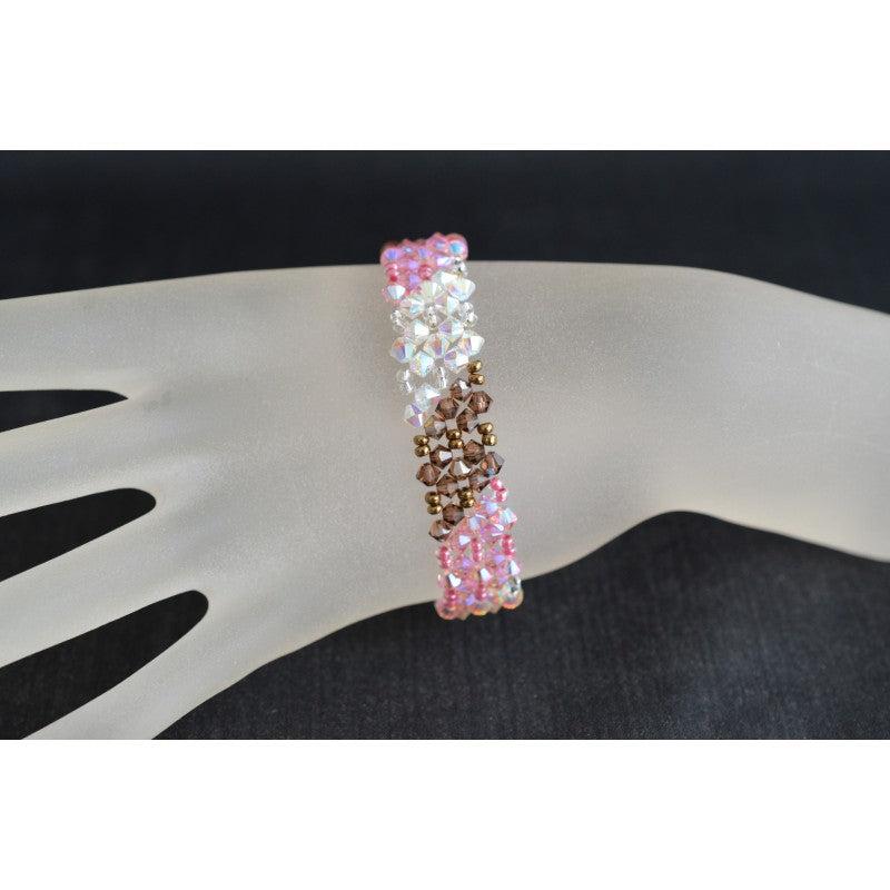 Bracelet cristal, manchette, cristal ab2x, smoked ab, rose ab2x