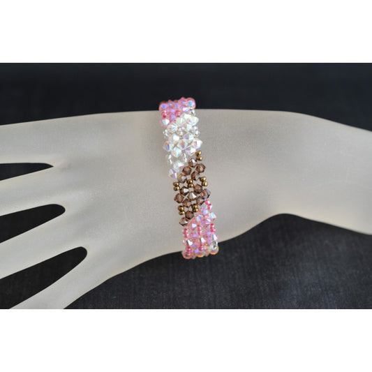 Bracelet cristal, manchette, cristal ab2x, smoked ab, rose ab2x