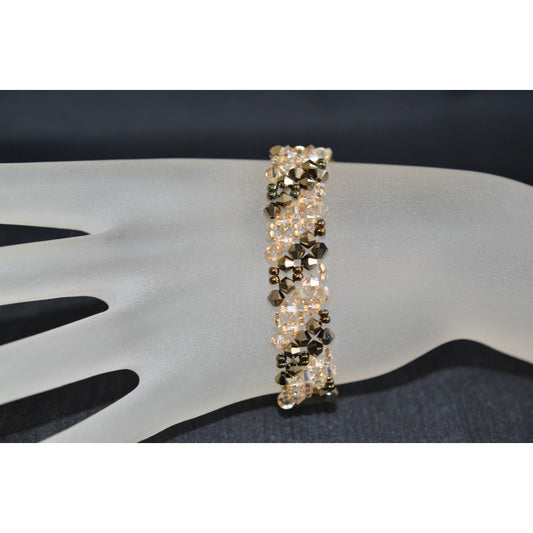 Bracelet cristal, manchette, cristal metallic gold 2x, crystal golden shadow