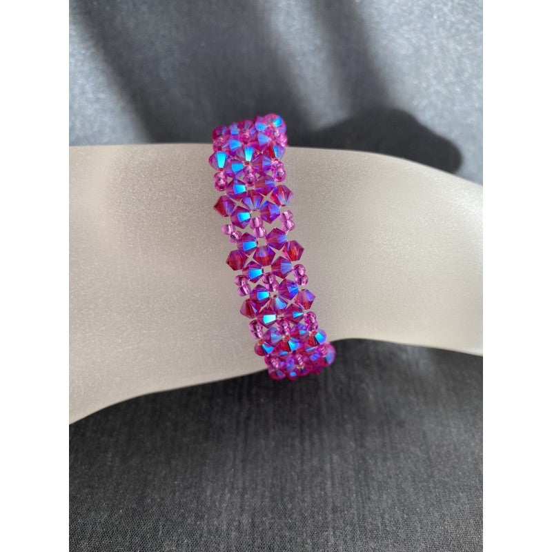 Bracelet cristal, manchette, fuschia ab2x