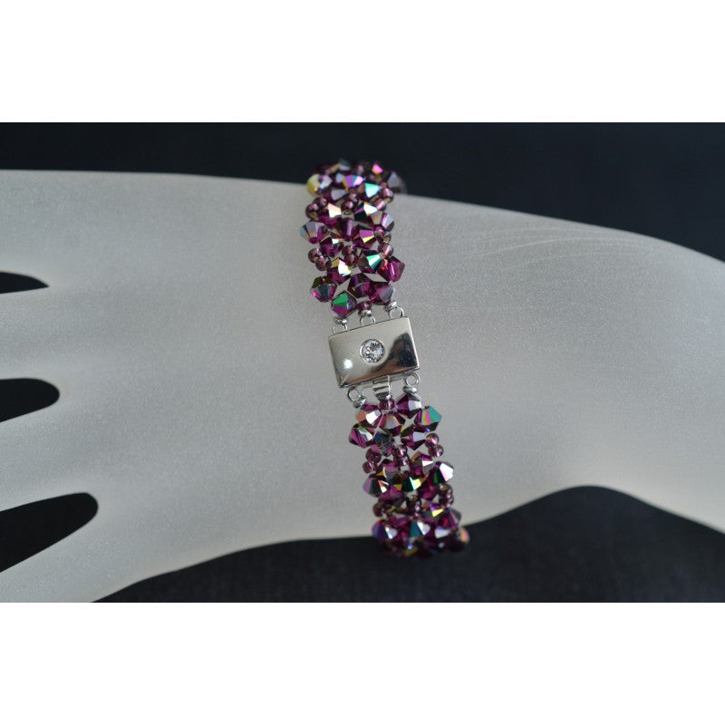 Bracelet cristal, manchette, fuschia electra