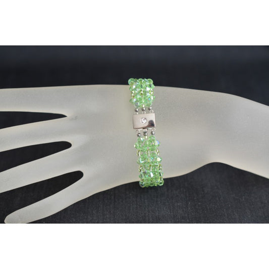 Crystal bracelet, cuff, peridot ab