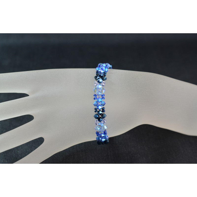 Crystal bracelet, metallic blue 2x, sapphire ab2x, light sapphire ab2x