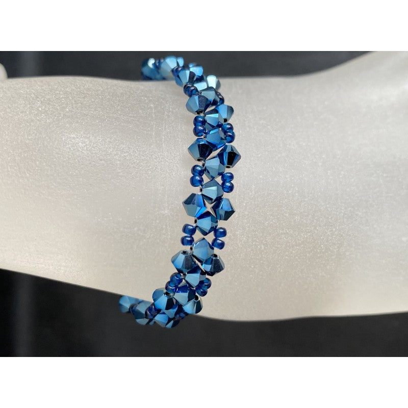 Bracelet cristal, metallic blue 2x