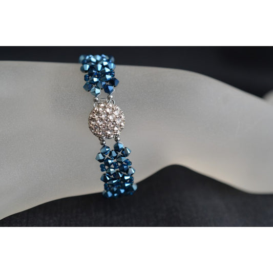 Crystal bracelet, metallic blue ab2x