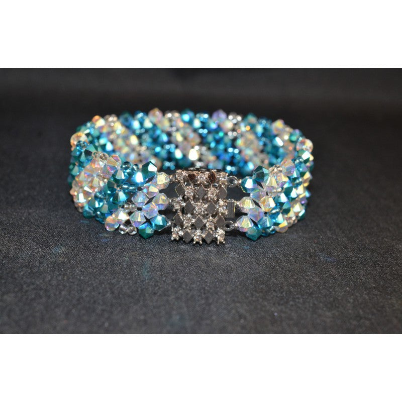 Crystal bracelet, turquoise ab2x, crystal ab2x, rhinestone clasp