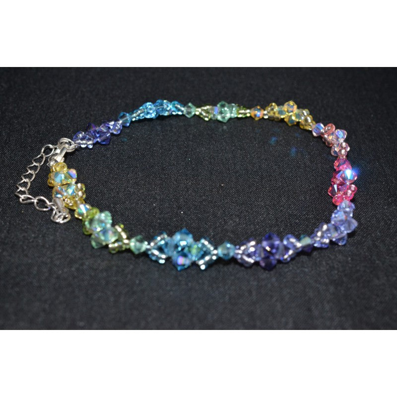 Bracelet de cheville en cristal, Arc-en-ciel, multicouleur