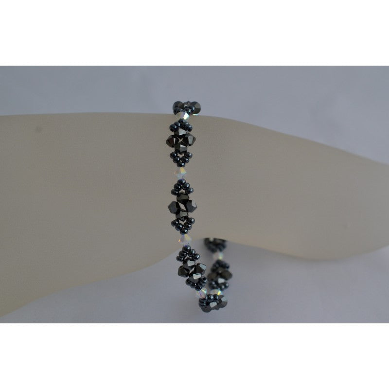 Crystal anklet, 2x hematite, ab2x crystal