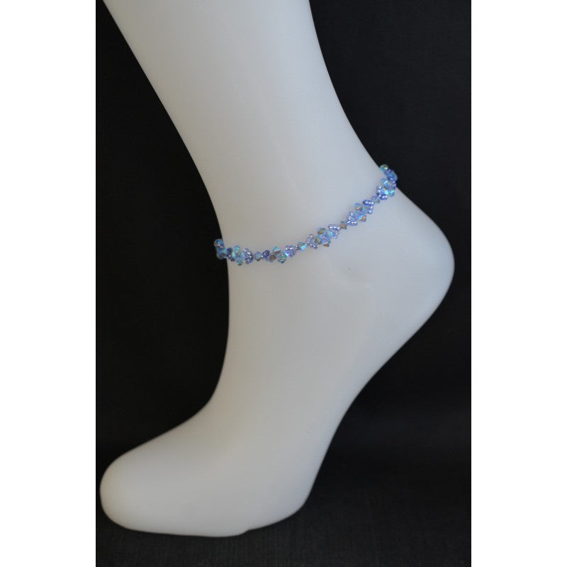 Ankle bracelet, light sapphire ab2x, body jewelry