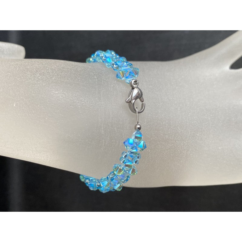 Bracelet en cristal, bracelet fin, aquamarine ab2x