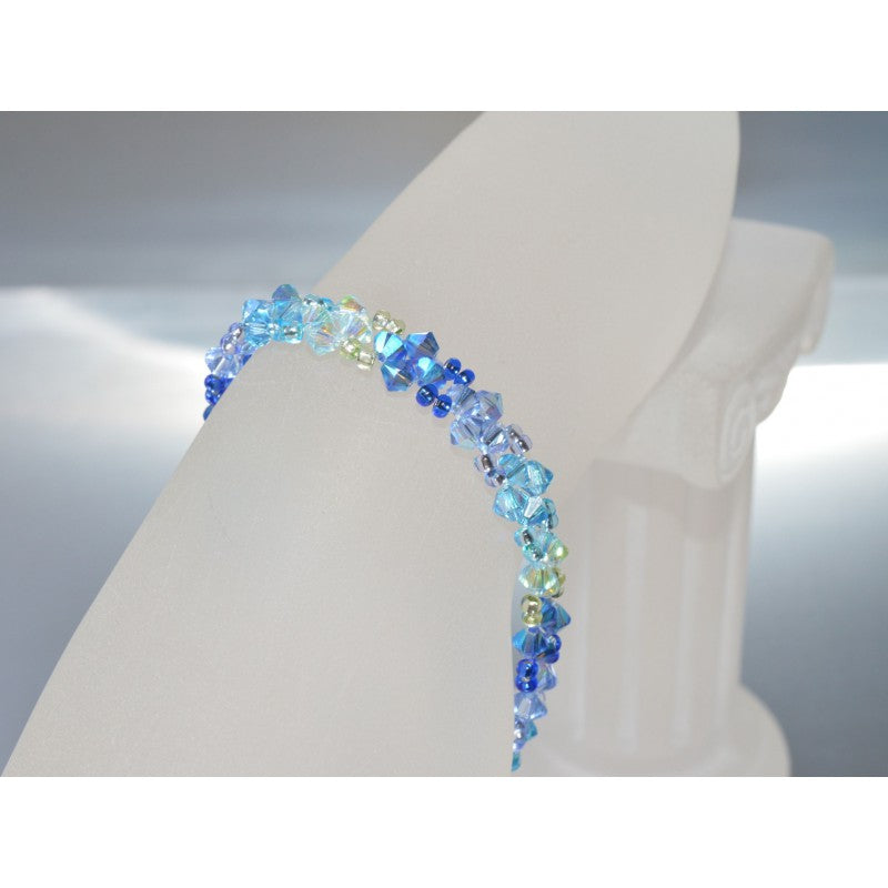 Bracelet en cristal, fin dégradé de bleu