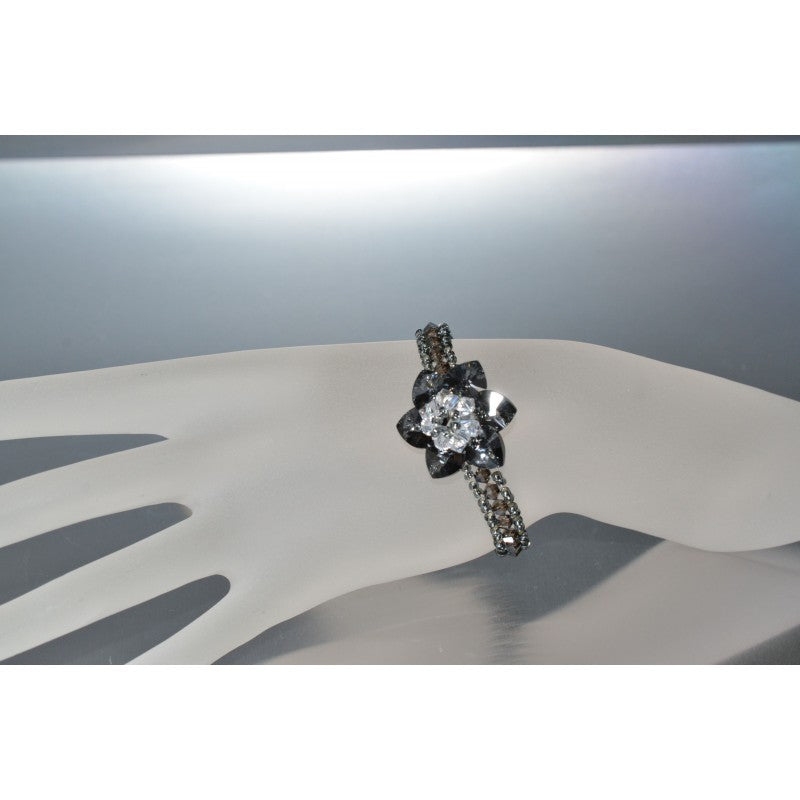 Bracelet en cristal, fleur, cristal silver night, cristal moonlight