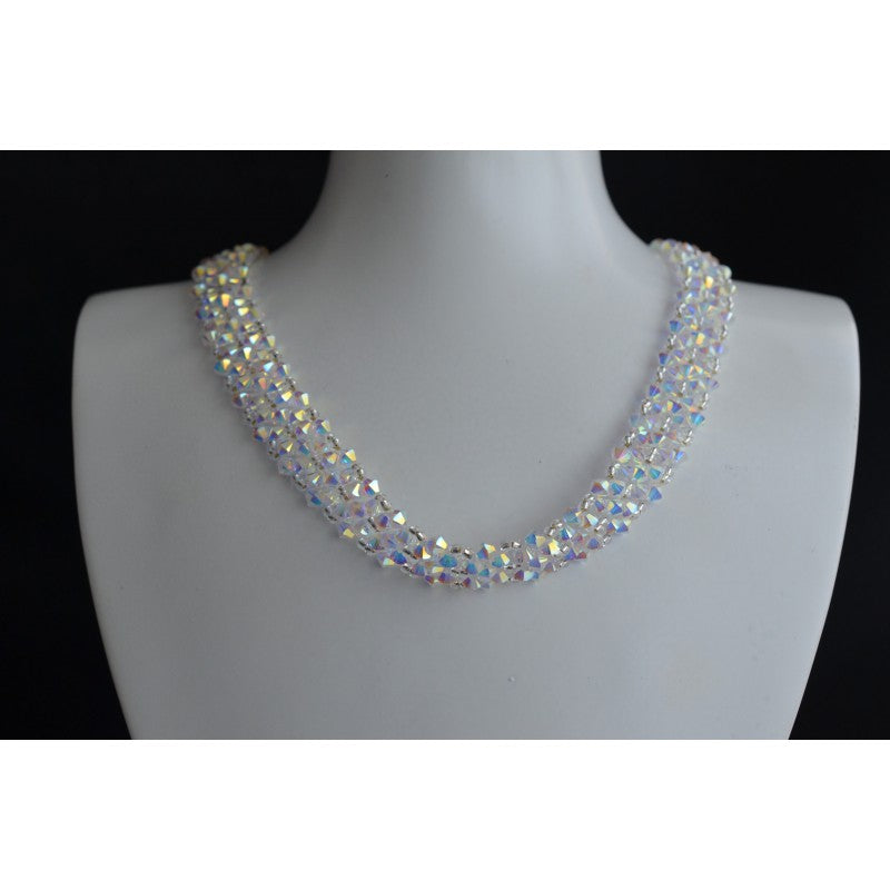 6in crystal necklace, crystal ab2x, white