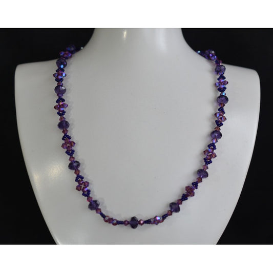 Necklace, Swarovski crystal, fashion jewelry, crystal ab2x, woman, amethyst shimmer 2x, purple velvet, luxury accessory