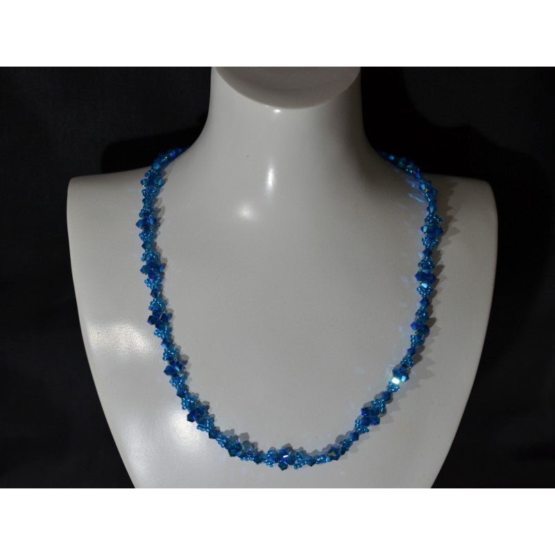 Crystal necklace, capri blue ab2x