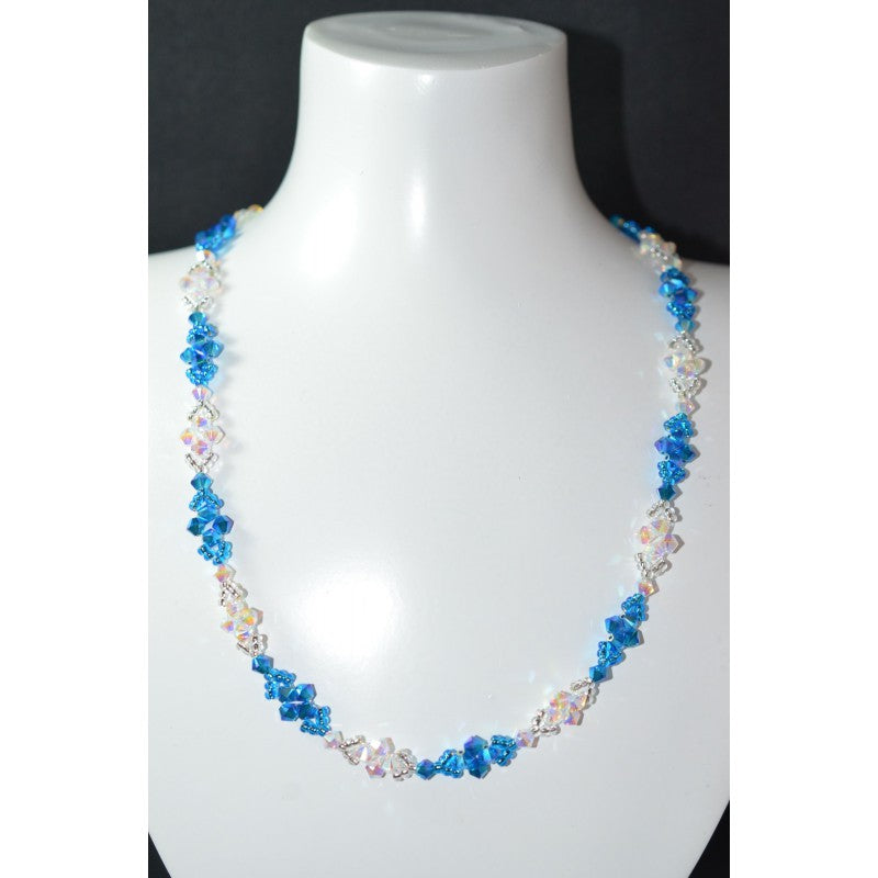 Crystal necklace, crystal ab2x, capri blue ab2x