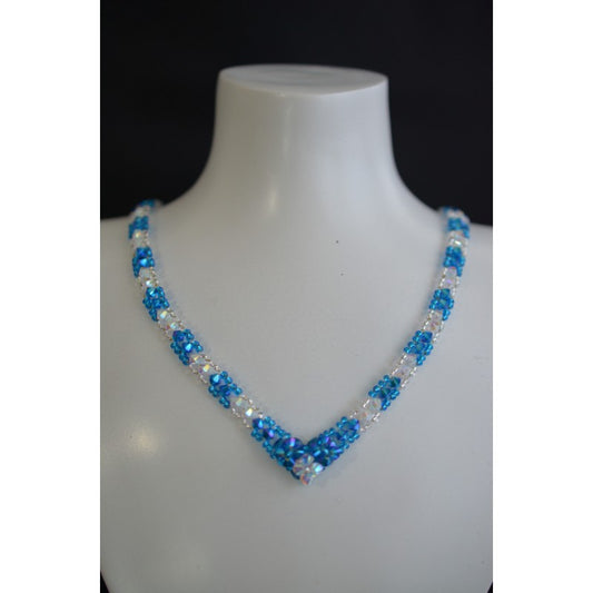 Crystal necklace, crystal ab2x, capri blue ab2x