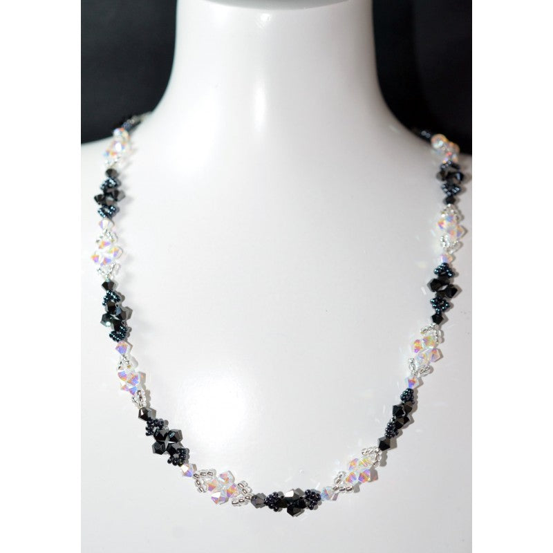 Crystal necklace, crystal ab2x, hematite 2x