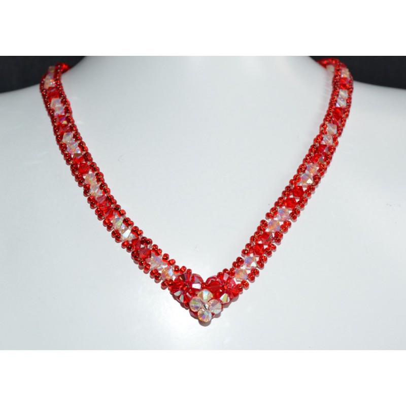 Crystal necklace, crystal ab2x, light siam ab