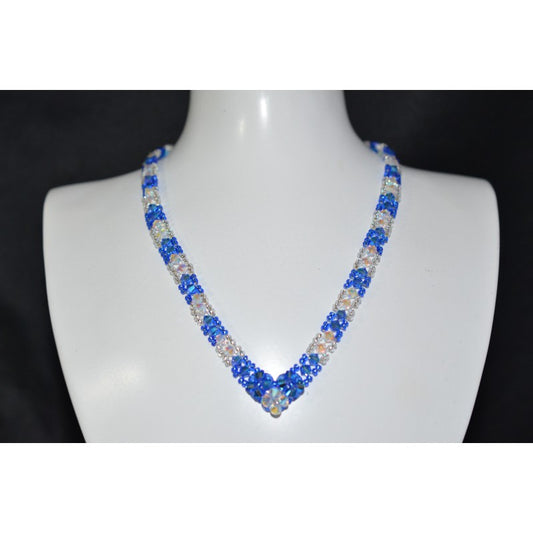 Crystal necklace, crystal ab2x, sapphire ab2x