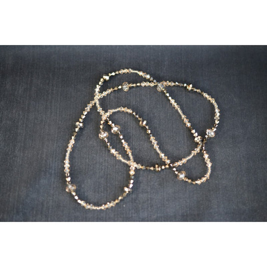 Crystal necklace, crystal golden shadow, metallic gold 2x