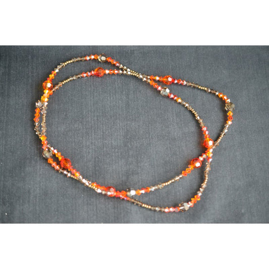 Crystal necklace, crystal light smoked topaz ab, fireopal ab