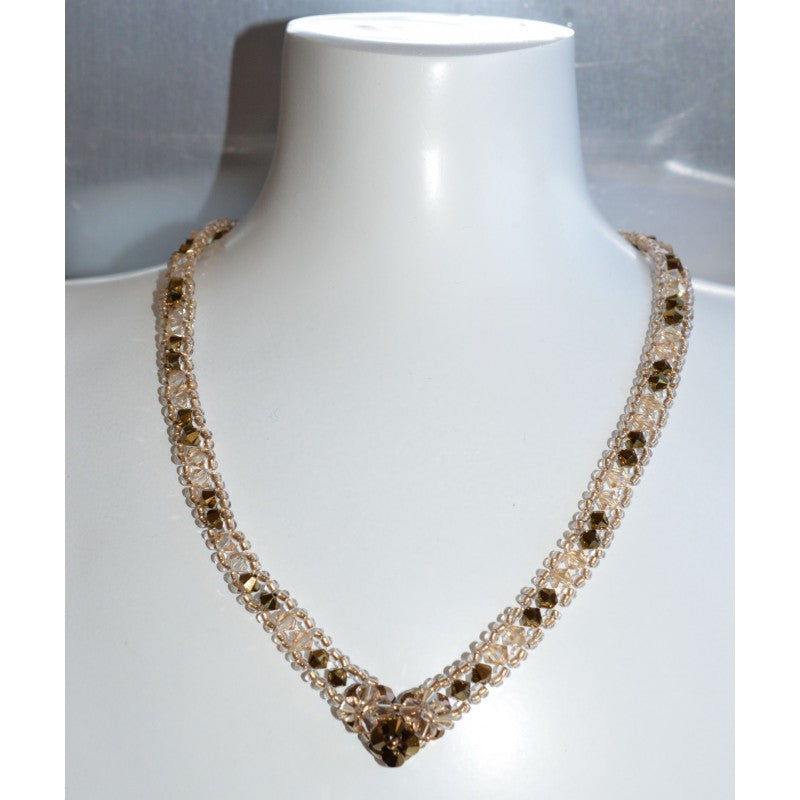 Crystal necklace, crystal metallic gold 2x, golden shadow