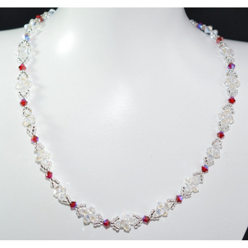 Crystal necklace, crystal moonlight, light siam ab satin