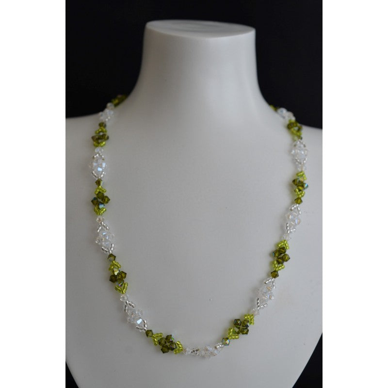 Crystal necklace, crystal moonlight, olivine ab