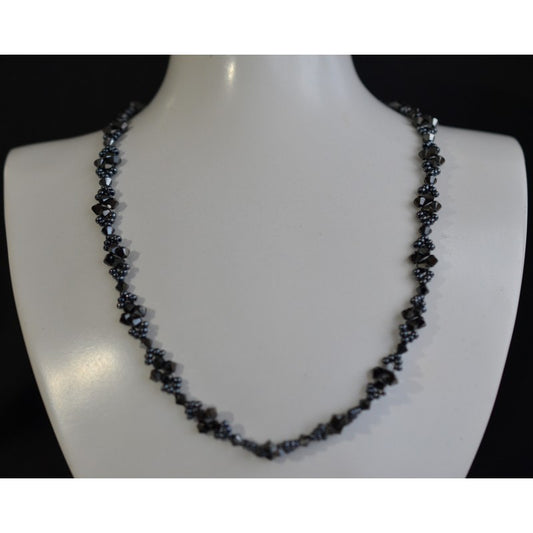 Crystal necklace, hematite 2x