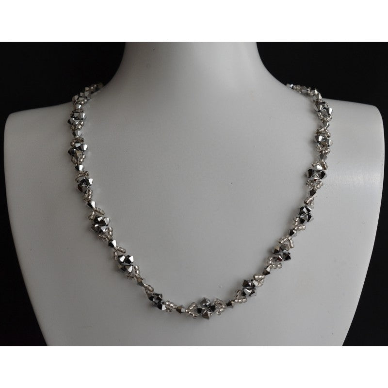 Collier en cristal, light chrome 2x, argent métallisé