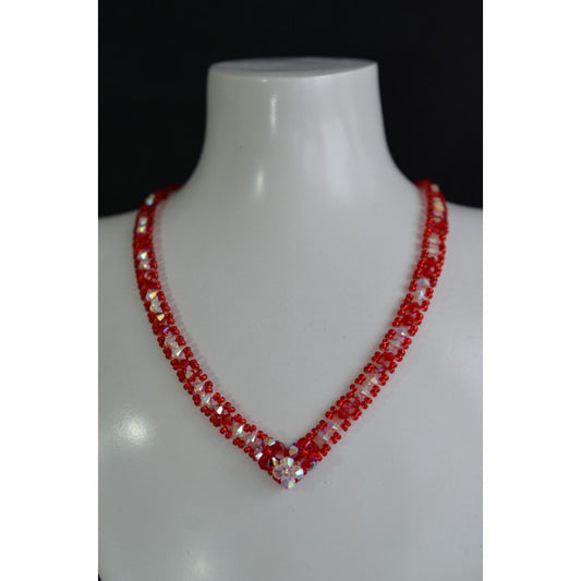 Crystal necklace, light siam ab, crystal ab2x