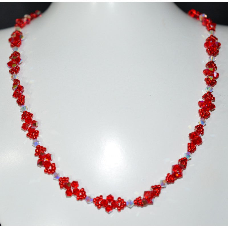Collier en cristal, light siam ab, crystal ab2x, rouge et blanc