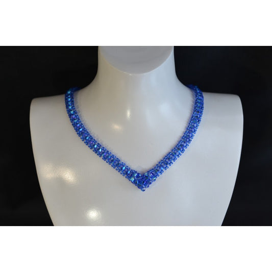 Crystal necklace, fashion, ab2x sapphire, woman, azure blue