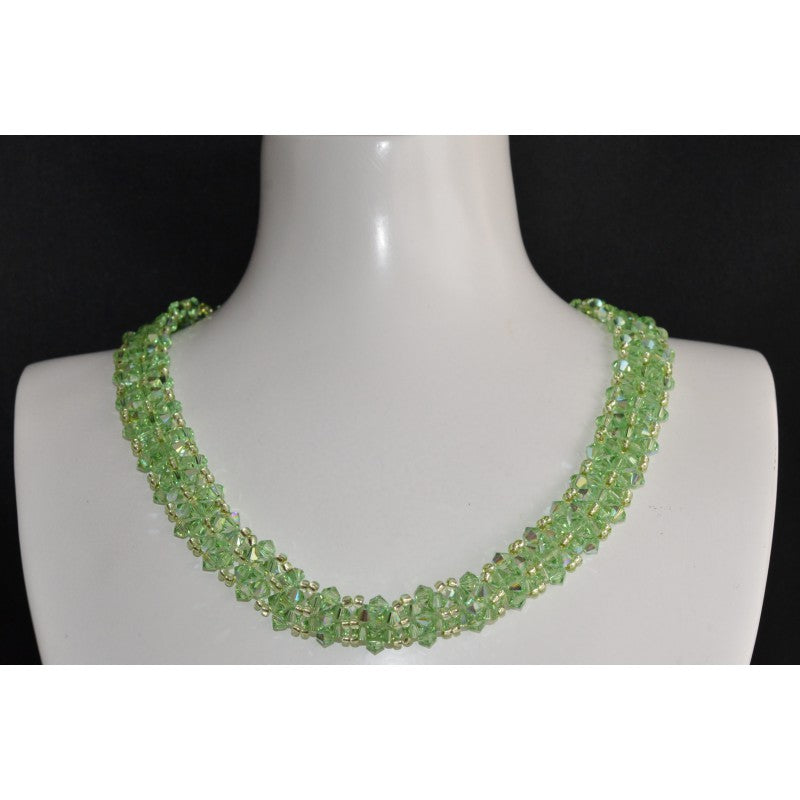 Crystal necklace, peridot ab